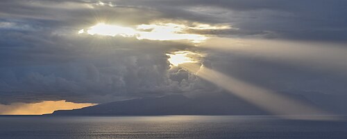 Crepuscular rays over La Gomera